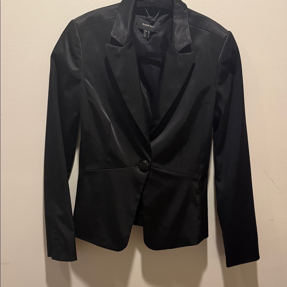 Mango Suit Sleek Black Jacket and Skirt